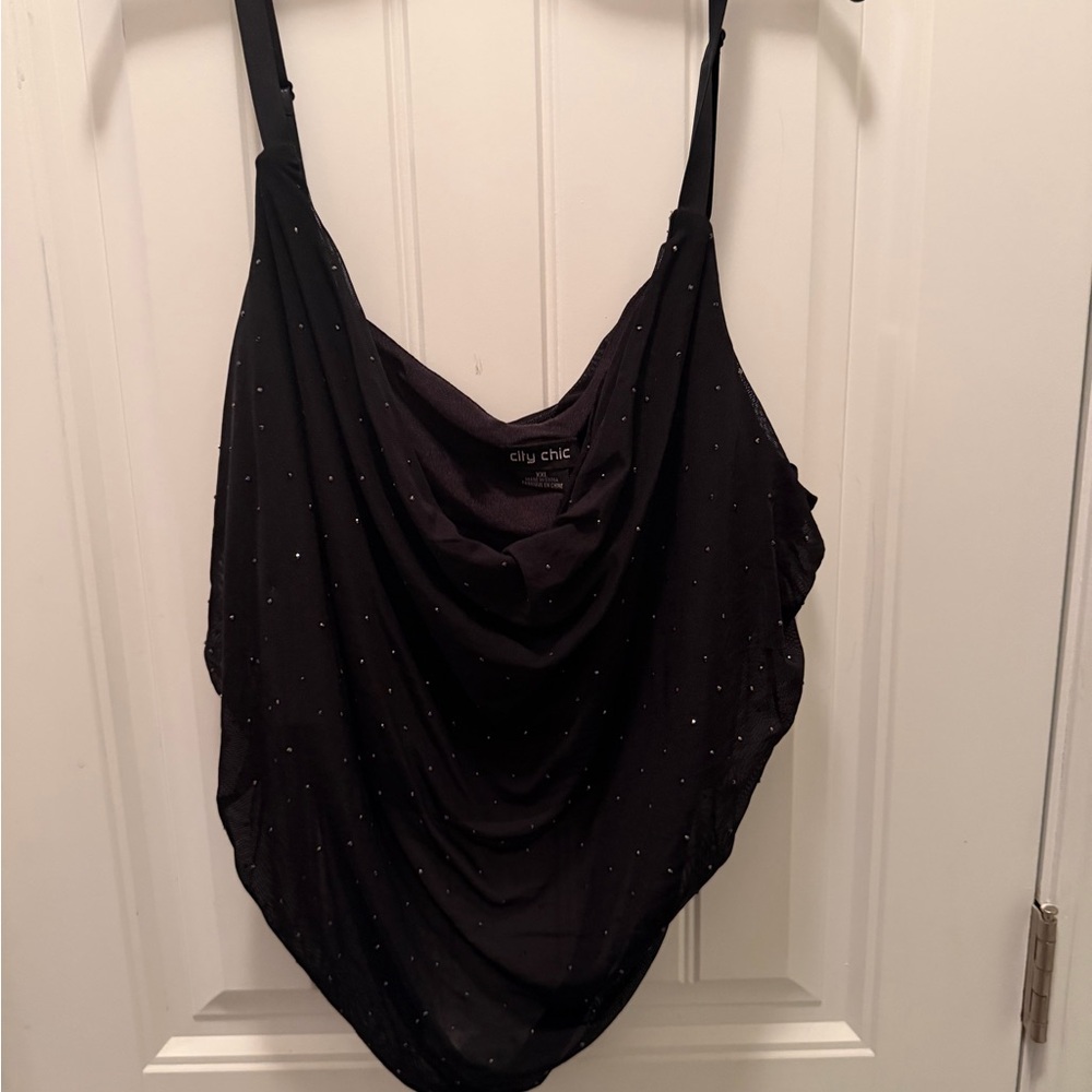 Xxl City Chic Black Draped Tank Top plus size tank top